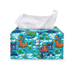 Xmas Dinosaur Pattern Print Leather Tissue Box Cover