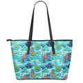 Xmas Dinosaur Pattern Print Leather Tote Bag With Zipper