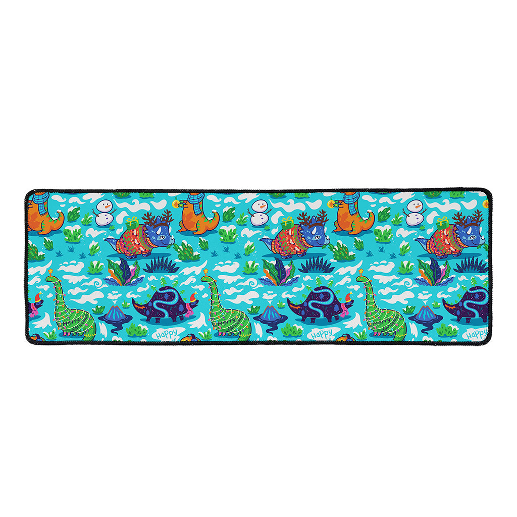 Xmas Dinosaur Pattern Print Long Kitchen Mat