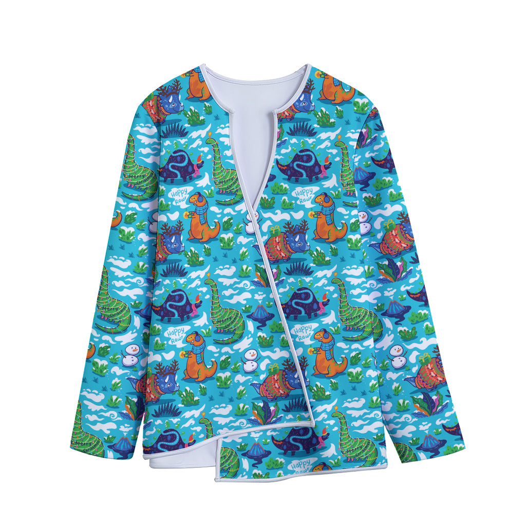 Xmas Dinosaur Pattern Print Long Sleeve Short Coat