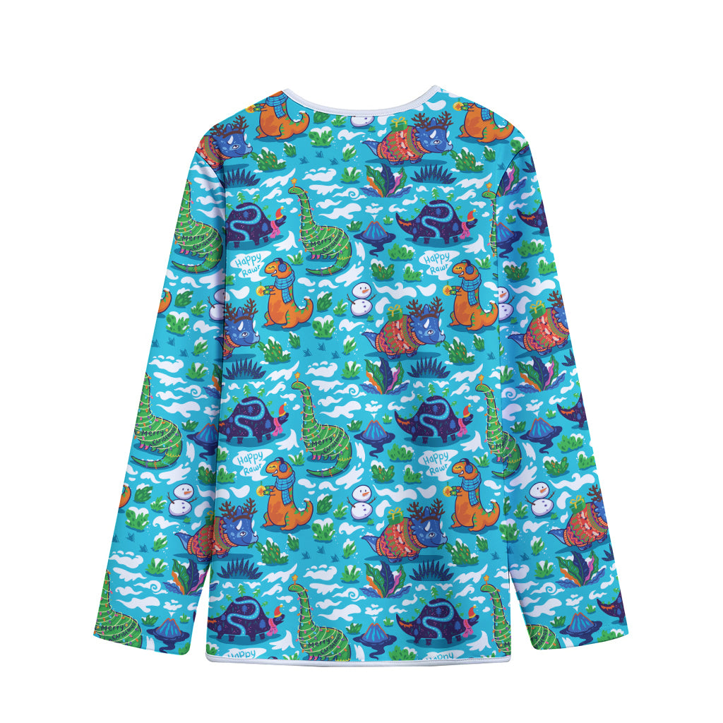 Xmas Dinosaur Pattern Print Long Sleeve Short Coat