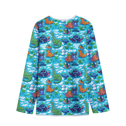 Xmas Dinosaur Pattern Print Long Sleeve Short Coat