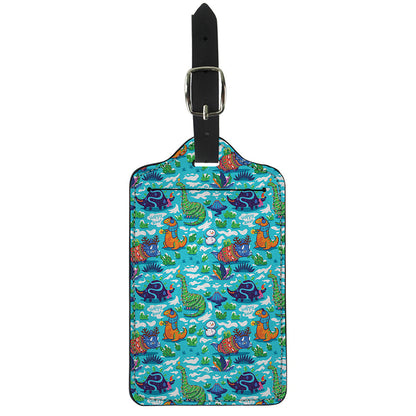Xmas Dinosaur Pattern Print Luggage Tag