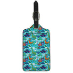Xmas Dinosaur Pattern Print Luggage Tag