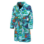 Xmas Dinosaur Pattern Print Men's Bathrobe