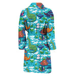 Xmas Dinosaur Pattern Print Men's Bathrobe