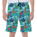 Xmas Dinosaur Pattern Print Men's Beach Shorts