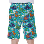 Xmas Dinosaur Pattern Print Men's Beach Shorts