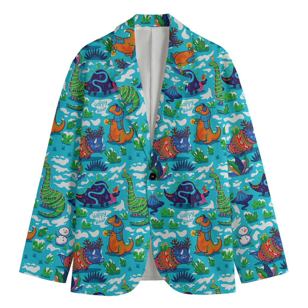Xmas Dinosaur Pattern Print Men's Blazer