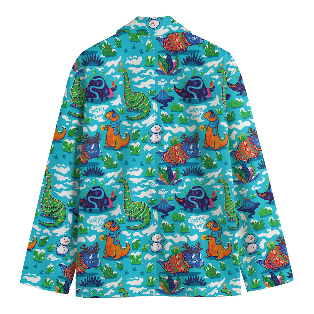 Xmas Dinosaur Pattern Print Men's Blazer