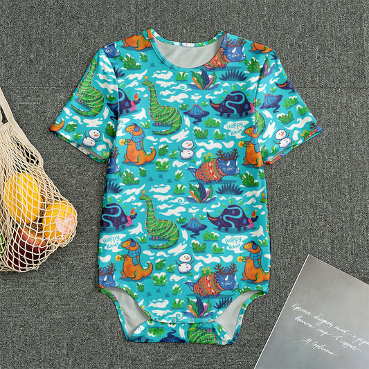 Xmas Dinosaur Pattern Print Men's Bodysuit