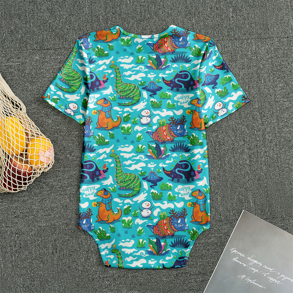 Xmas Dinosaur Pattern Print Men's Bodysuit