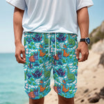 Xmas Dinosaur Pattern Print Men's Cargo Shorts
