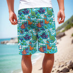 Xmas Dinosaur Pattern Print Men's Cargo Shorts
