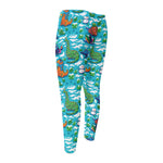 Xmas Dinosaur Pattern Print Men's Compression Pants