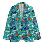 Xmas Dinosaur Pattern Print Men's Cotton Blazer