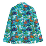 Xmas Dinosaur Pattern Print Men's Cotton Blazer