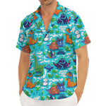 Xmas Dinosaur Pattern Print Men's Deep V-Neck Shirt