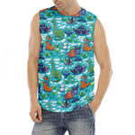 Xmas Dinosaur Pattern Print Men's Fitness Tank Top