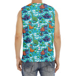 Xmas Dinosaur Pattern Print Men's Fitness Tank Top