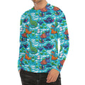 Xmas Dinosaur Pattern Print Men's Long Sleeve Rash Guard