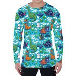 Xmas Dinosaur Pattern Print Men's Long Sleeve T-Shirt