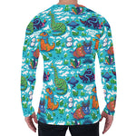 Xmas Dinosaur Pattern Print Men's Long Sleeve T-Shirt