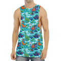 Xmas Dinosaur Pattern Print Men's Muscle Tank Top