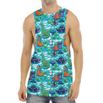 Xmas Dinosaur Pattern Print Men's Muscle Tank Top
