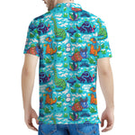Xmas Dinosaur Pattern Print Men's Polo Shirt