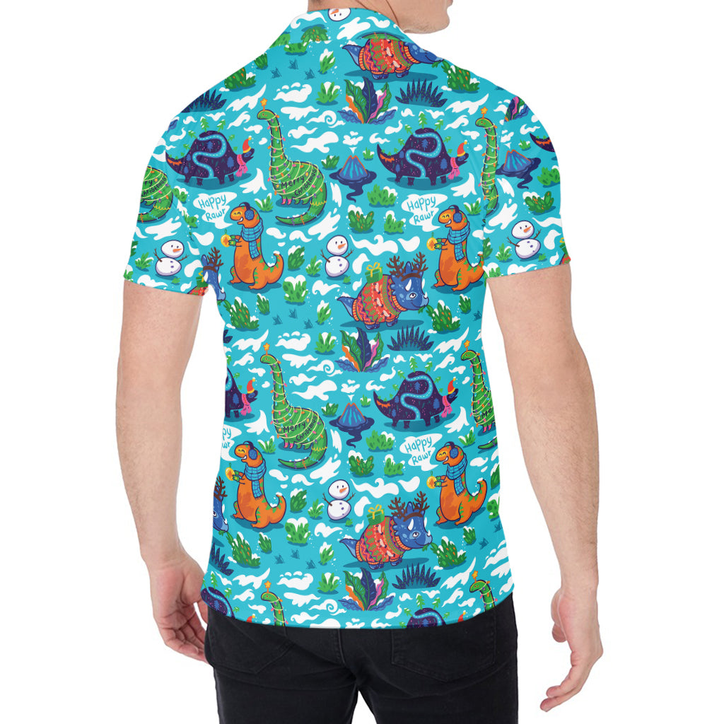 Xmas Dinosaur Pattern Print Men's Shirt