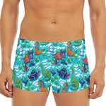 Xmas Dinosaur Pattern Print Men's Short Boxer Briefs