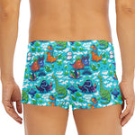 Xmas Dinosaur Pattern Print Men's Short Boxer Briefs