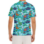 Xmas Dinosaur Pattern Print Men's Short Sleeve Rash Guard