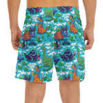 Xmas Dinosaur Pattern Print Men's Split Running Shorts