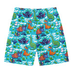 Xmas Dinosaur Pattern Print Men's Swim Trunks