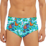Xmas Dinosaur Pattern Print Men's Triangle Swim Briefs