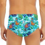 Xmas Dinosaur Pattern Print Men's Triangle Swim Briefs