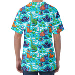 Xmas Dinosaur Pattern Print Men's Velvet T-Shirt