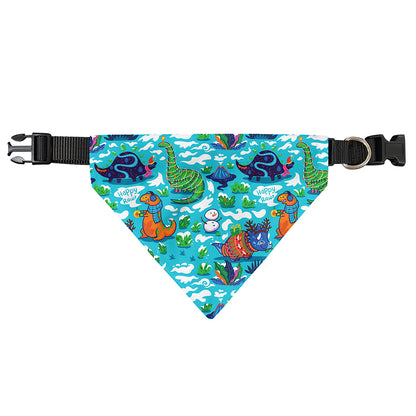 Xmas Dinosaur Pattern Print Over The Collar Dog Bandana