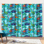 Xmas Dinosaur Pattern Print Pencil Pleat Curtains