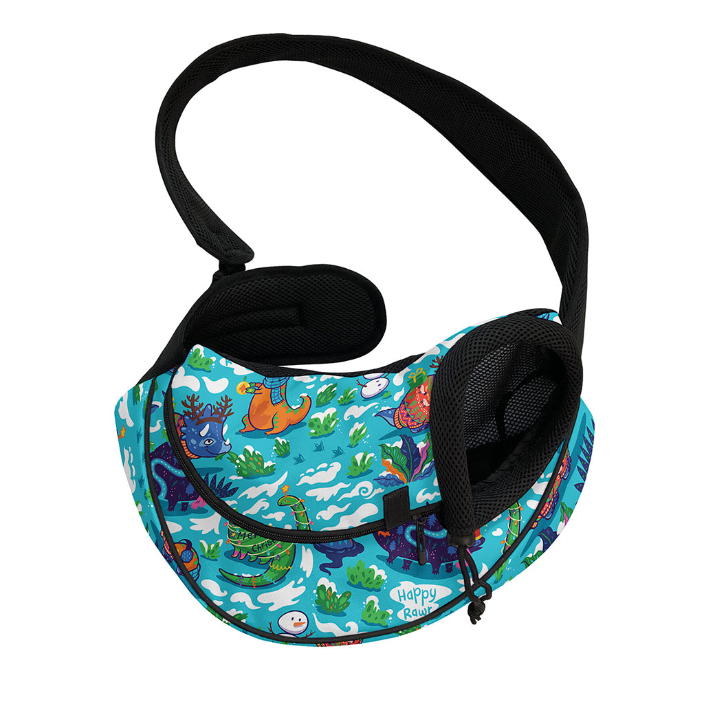 Xmas Dinosaur Pattern Print Pet Sling Carrier