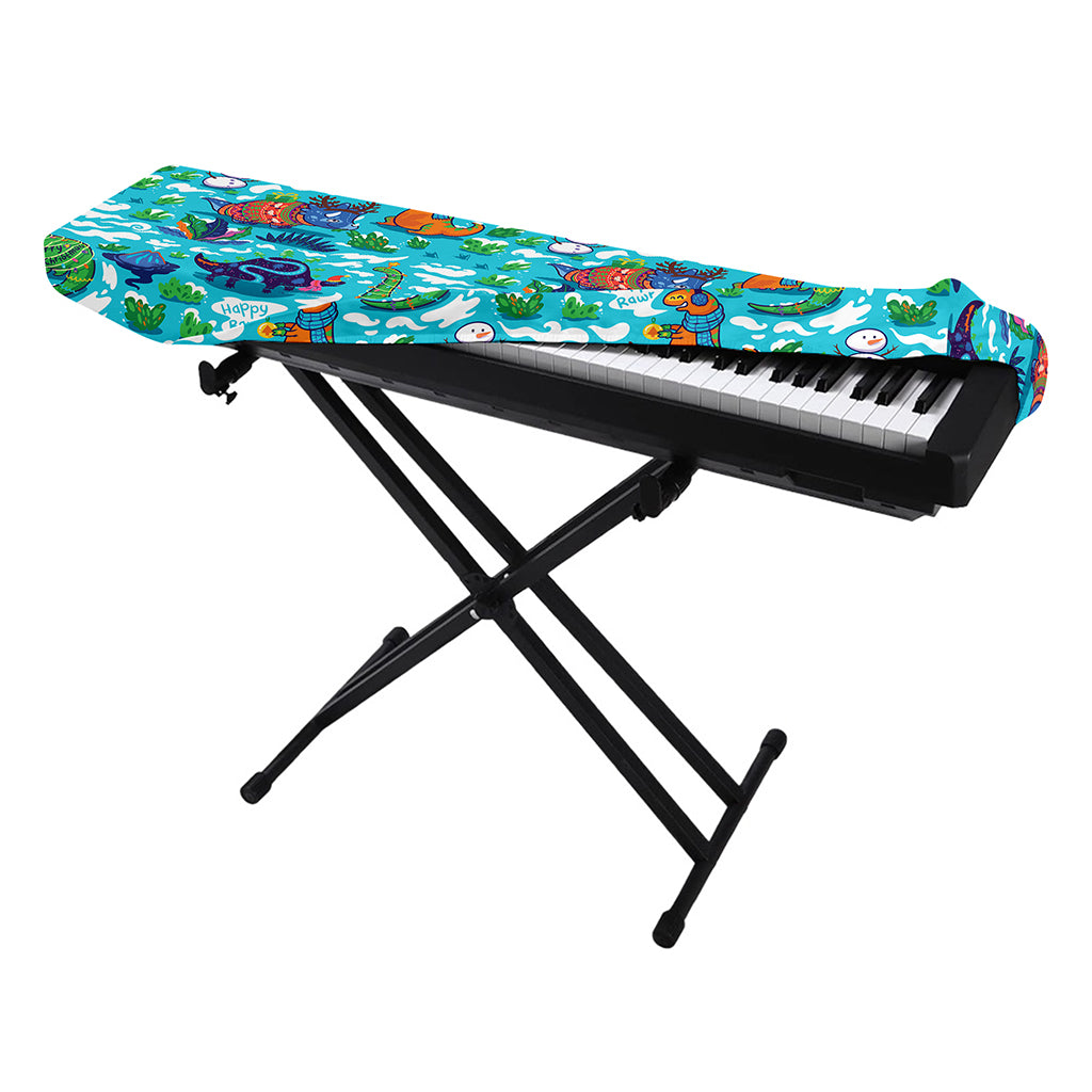 Xmas Dinosaur Pattern Print Piano Keyboard Cover