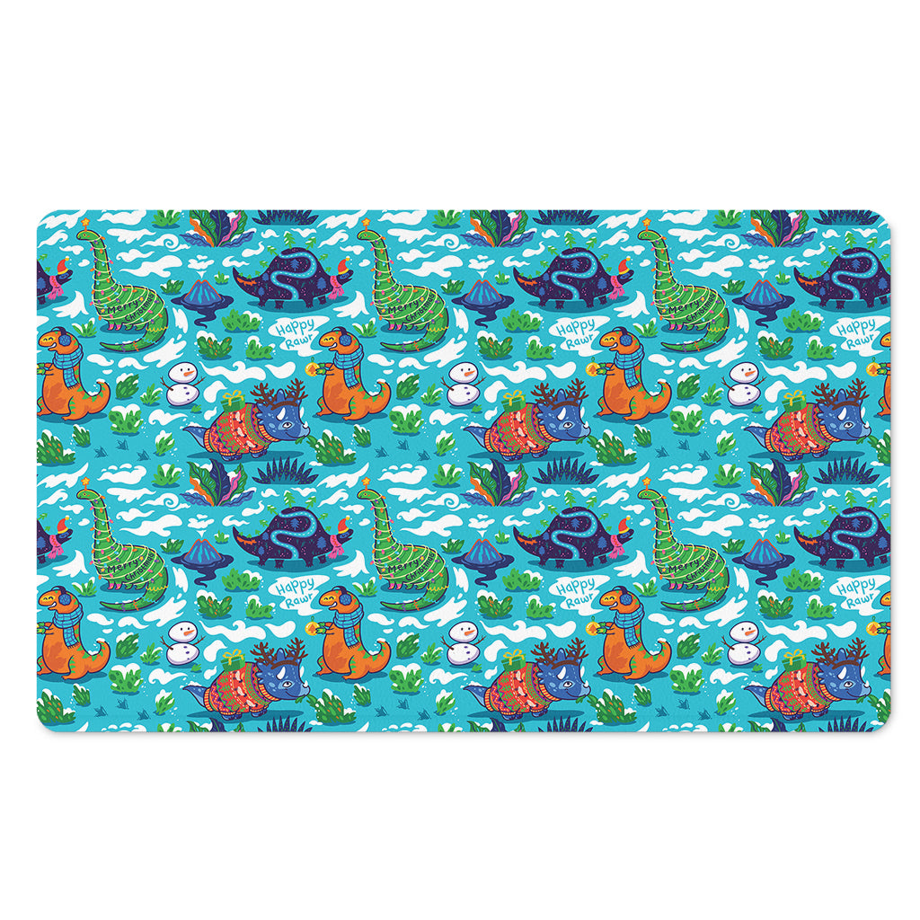 Xmas Dinosaur Pattern Print Polyester Doormat