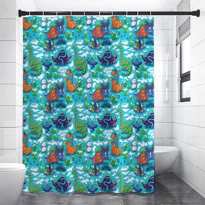 Xmas Dinosaur Pattern Print Premium Shower Curtain