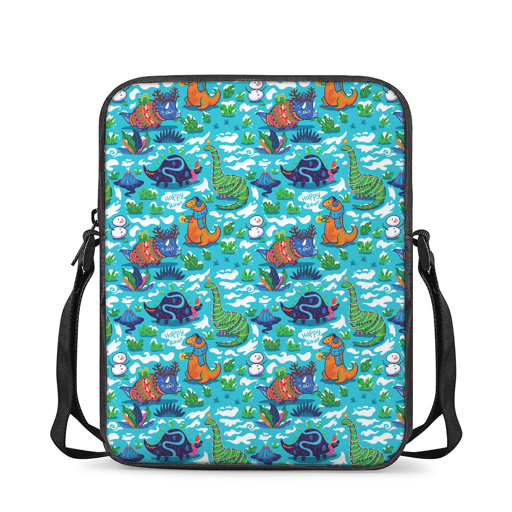 Xmas Dinosaur Pattern Print Rectangular Crossbody Bag