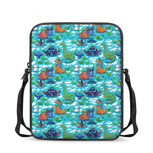 Xmas Dinosaur Pattern Print Rectangular Crossbody Bag