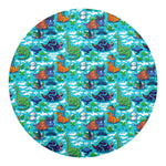 Xmas Dinosaur Pattern Print Round Blanket
