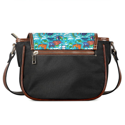 Xmas Dinosaur Pattern Print Saddle Bag