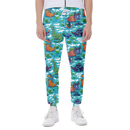 Xmas Dinosaur Pattern Print Scuba Joggers